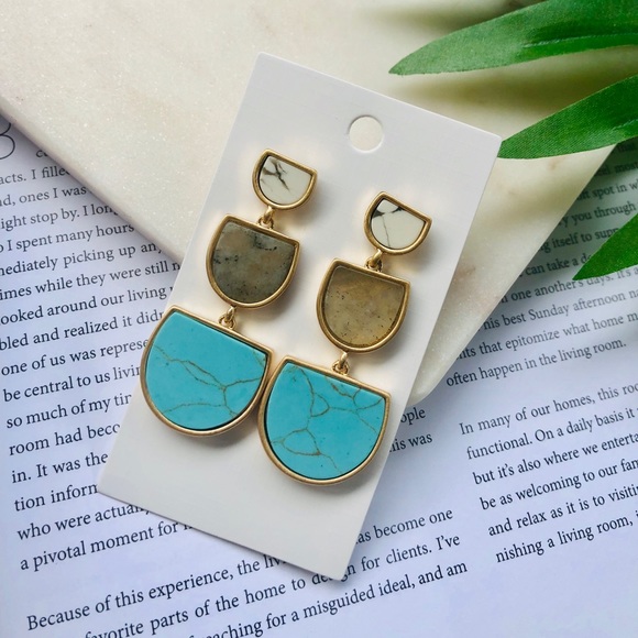 ⭐️LAST ONE⭐️Armora’s | Marbled/Turquoise Earrings - Picture 3 of 3